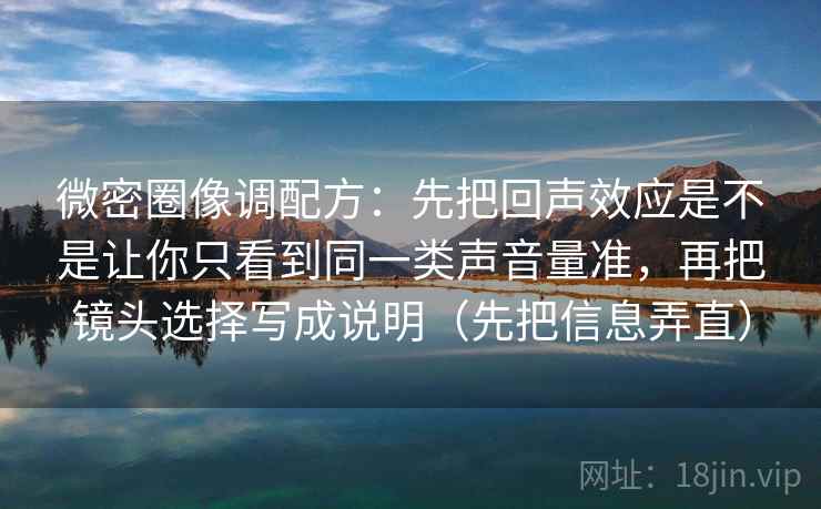 微密圈像调配方：先把回声效应是不是让你只看到同一类声音量准，再把镜头选择写成说明（先把信息弄直）